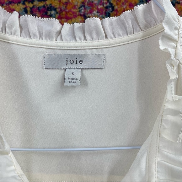 JOIE Teda Floral Embroidered Hidden Button Down Blouse Off White/White Top - Picture 7 of 8